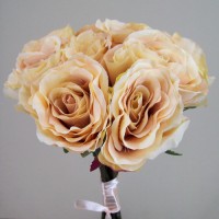 Antique Rose Bouquet Champagne Peach 40cm | Artificial Flowers
